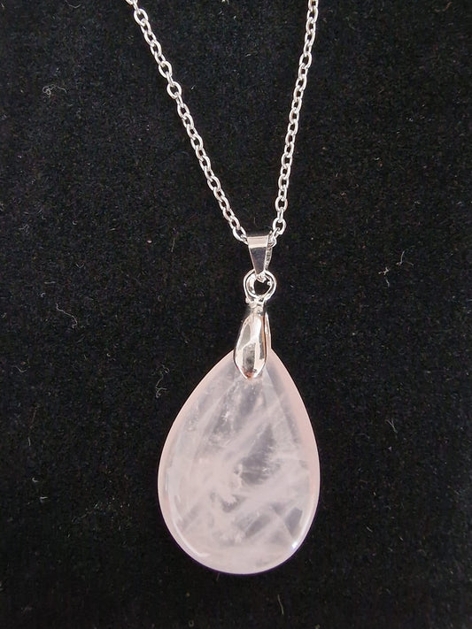 Collier "Larme Quartz Rose "